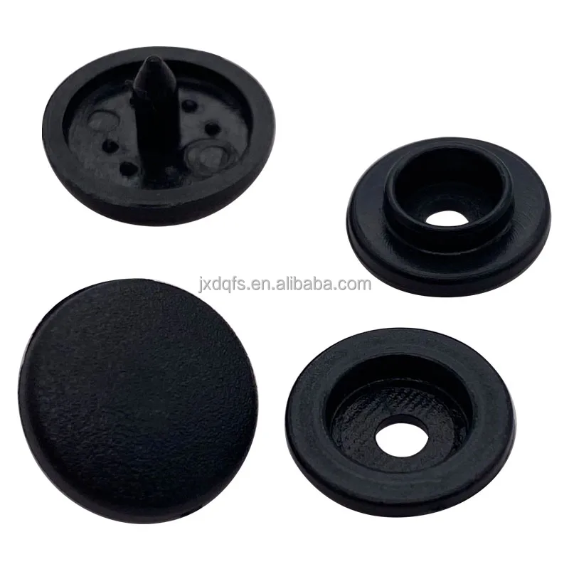 black plastic Snap button fastener double cap 4 parts for a set 14 mm coats Snap Button Press Stud for clothes and bags