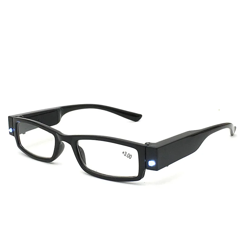 Factory wholesale LED reading glasses with lamp unisex lamp presbyopic glasses with battery