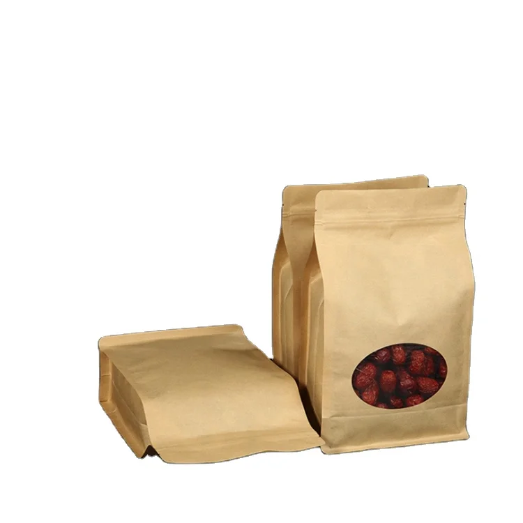 Wholesale logo customized coffee packaging paper bag food paper packaging bags brown kraft paper bag