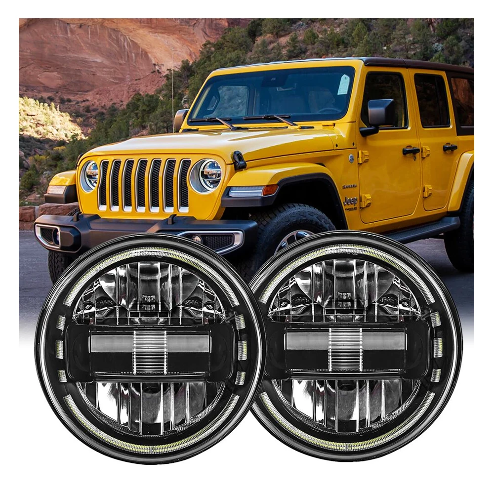 Loyo Car Accessories 2022 7inch Car Headlight Dot Approved 60W 7 Inch Round Day Time Running Led Headlight For Jeep Wrangler Jk
