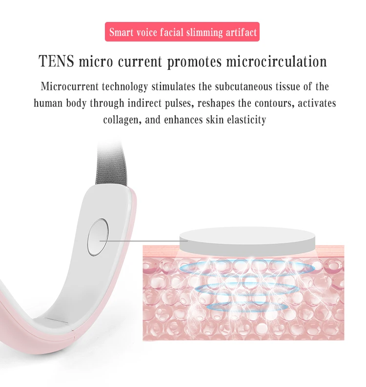 Microcurrent V Face Massager Red LED Light Therapy EMS Facial Lifting Belt Face Slimming Double Chin Reducer  Firming Equipment