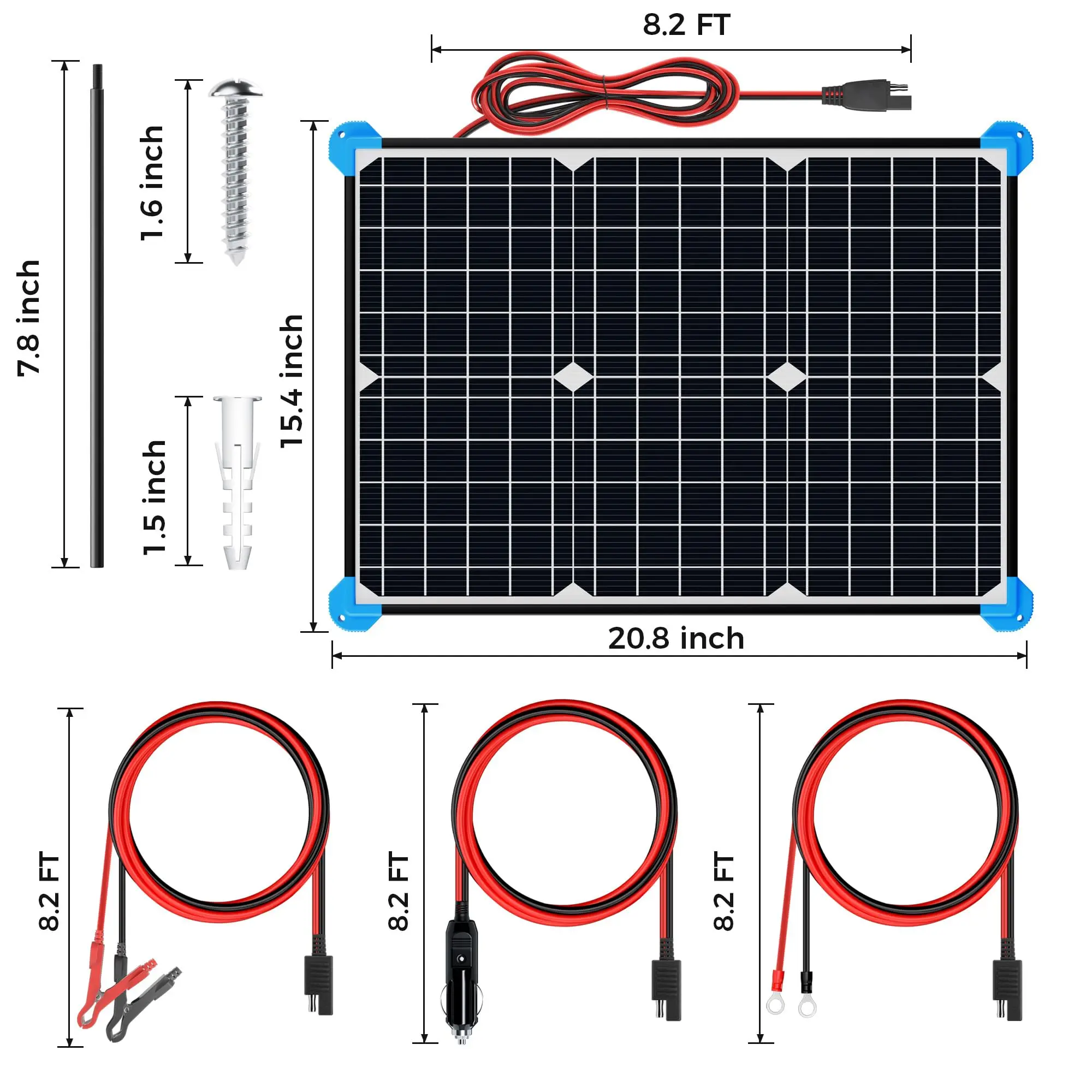30W 12V Solar Panel Waterproof Kit Battery Charger Trickle Maintainer for RV Boat Car Motorcycle Snowmobile