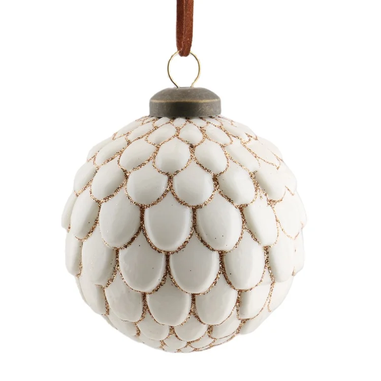 new arrivals special exquisite green white Christmas glass ball retro ornament for Christmas tree pendant decoration