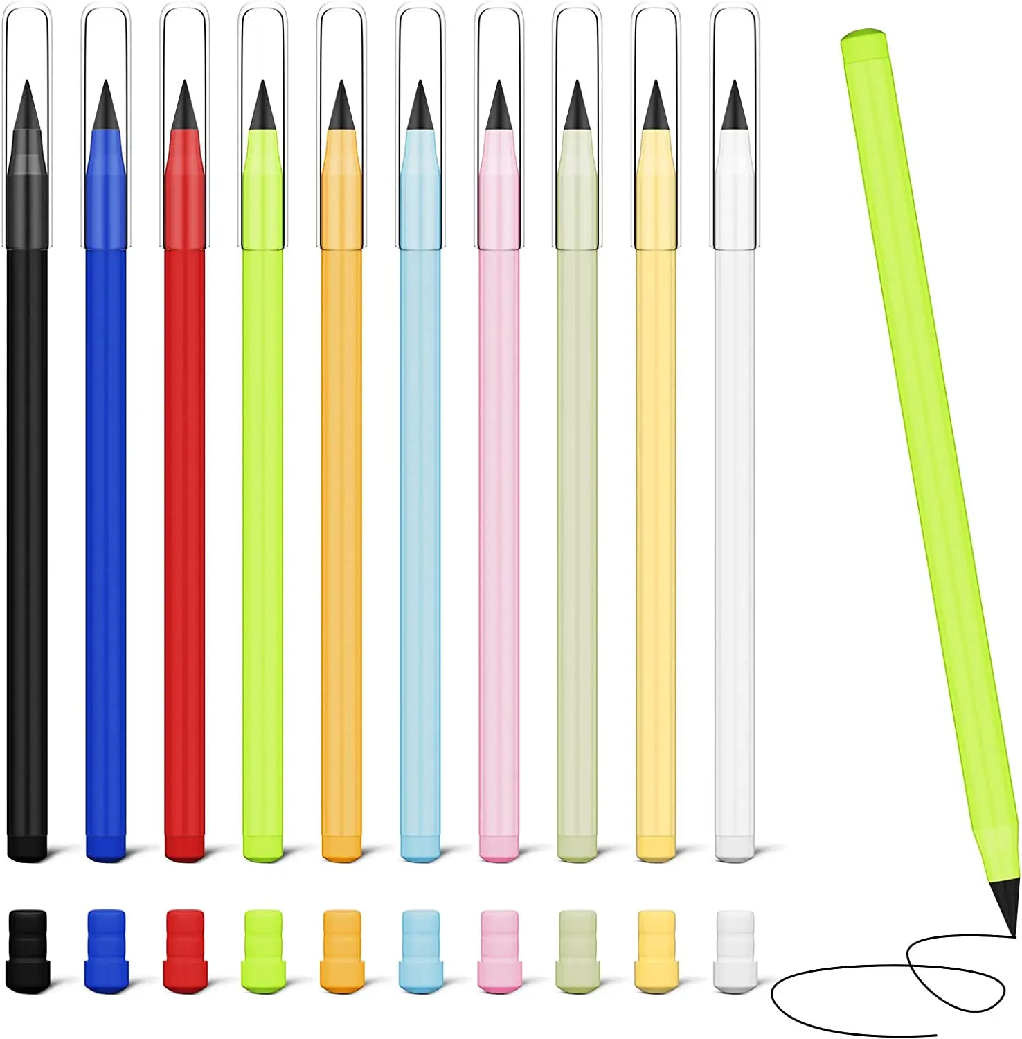 No Ink art Sketch Inkless HB Unlimited Writing Pen Eternal Pencil with eraser and stylus head on screen