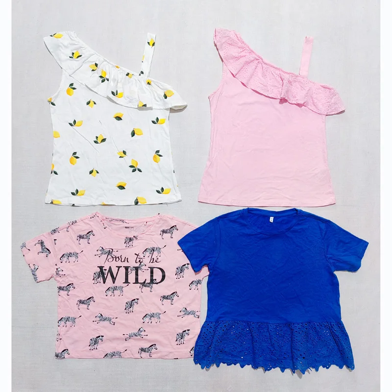 Wholesale Mixed Boys Girls Short Sleeve O-Neck Cotton kids Clothes Stock Lots T-shirts