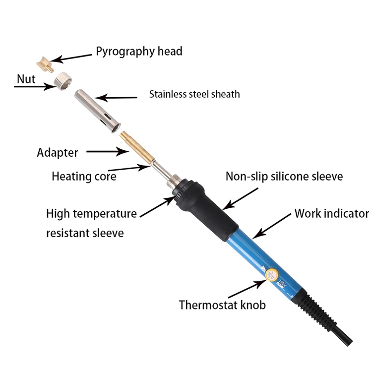 High quality made in China 37Pcs soldering iron branding kit temperature soldering iron heating wood burning pen welding tool