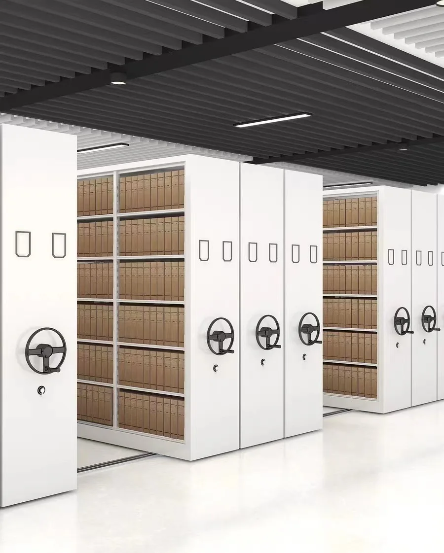 Office Steel Dense Rack Hand Operated Mobile Archive filing Cabinet Office Mobile Storage Cabinet with Shelves