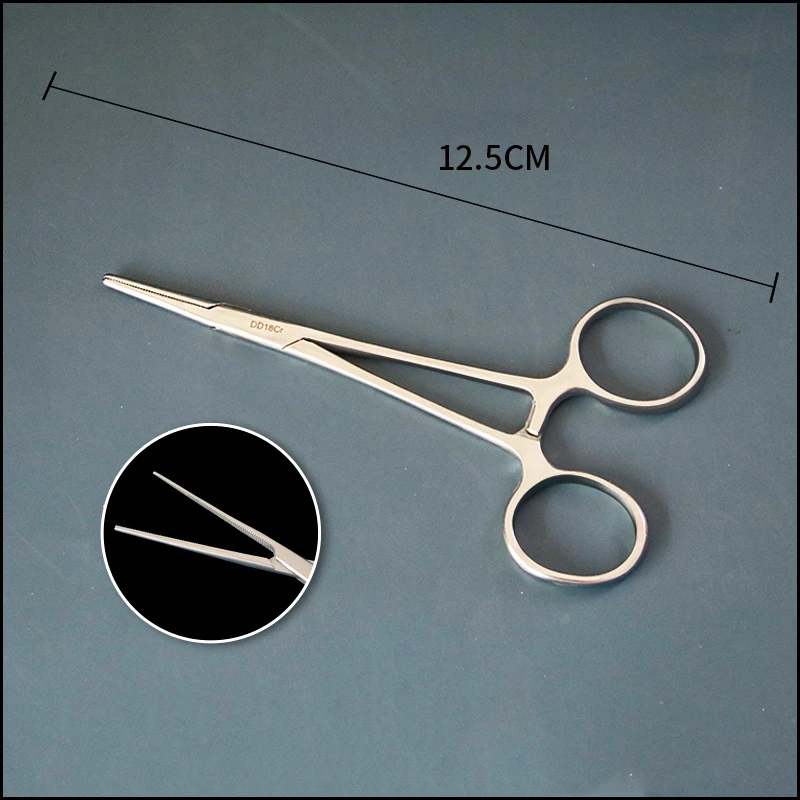 Medical 12.5cm-24cm Straight Hemostat Clamp Stainless Steel Straight Head Hemostatic Forceps Mosquito Tweezers