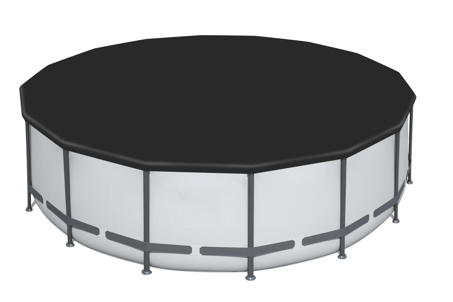 Round Metal Frame Above Ground Outdoor Swimming Pool Set with Filter Pump, Ladder, and Cover