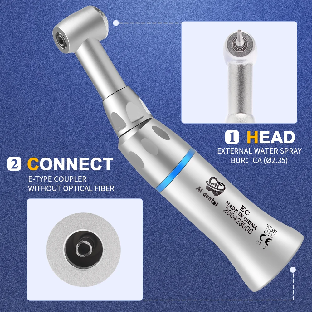 AI-EC Series Blue Ring Dental Laboratory Handpieces 1:1 Drive CA/FG Burs for General/Prophylaxis/Endodontic Application