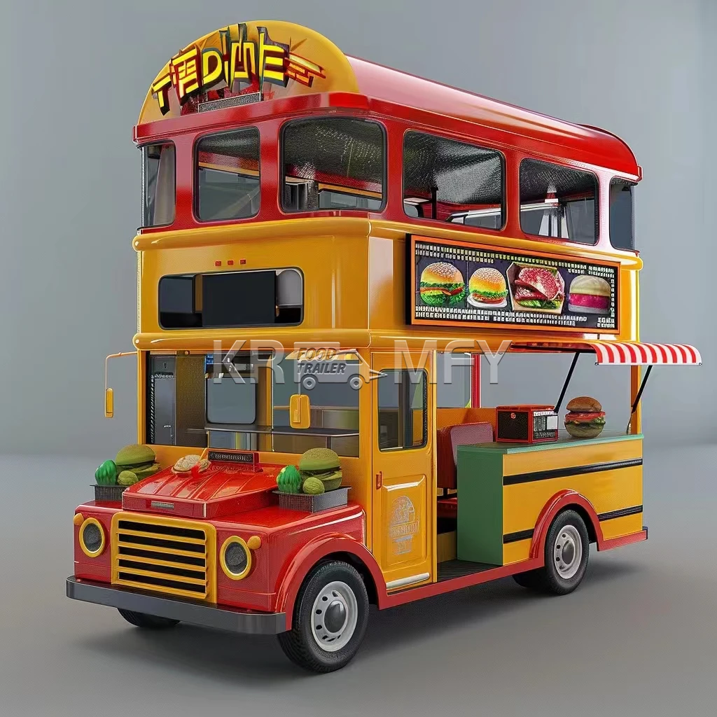 2024 2 Concession Trailer 3 Axle Concession Trailer Coffee Trailer Foodtruck 2 Floor Fridge For Ice Cream Truck
