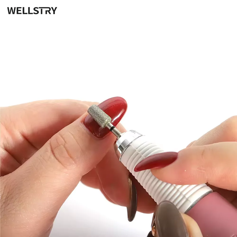 WELLSTRY Cuticle Cleaner Burr Tool Large Tapered Barrel Diamond Nail File Drill Bit for Electric Drill Machine
