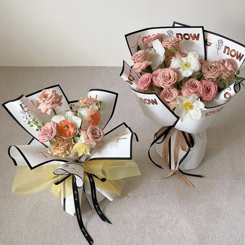 simple black and white internet red paper English letters flower wrapping paper flower shop floral materials