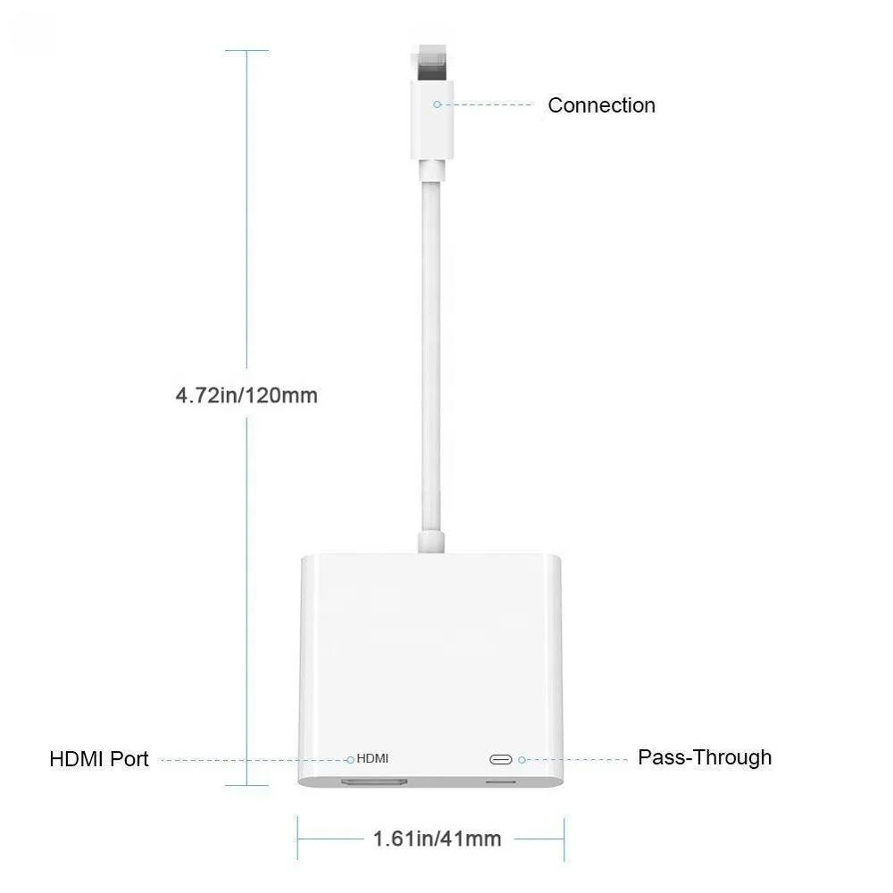  8Pin Lightning to HDMI AV видео адаптер для Apple к адаптеру HDMI/VGA/AV конвертер с осветительный зарядный порт HD ТВ