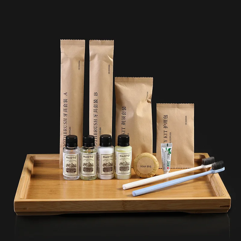 Professional popular custom logo luxury five-star hotel products room accessories disposable supplies guest amenities set