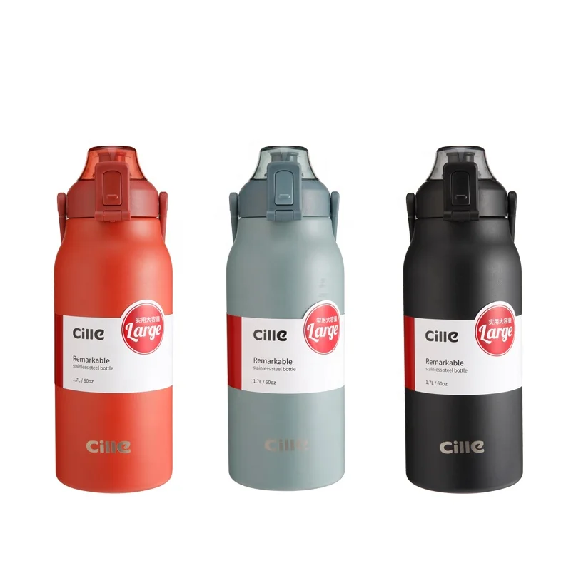 
Cille 1000ml vacuum flask with handle 40oz stainless steel water bottle large capacity outdoor travel mug 