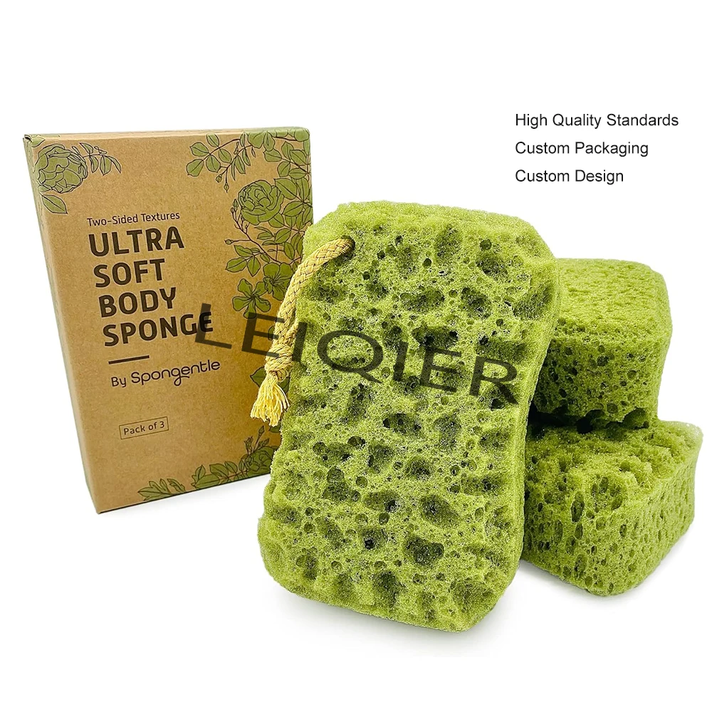 Губка для глубокого очищения тела с Двойной Текстурой и логотипом на заказ для ванны и душа для нежного и глубокого отшелушивания