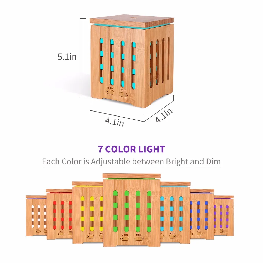 Wholesale Essential Oil Diffuser Wooden Diffuser With Auto Shut-off 7 Color Light Aromatherapy Oil Diffuser Humidifier