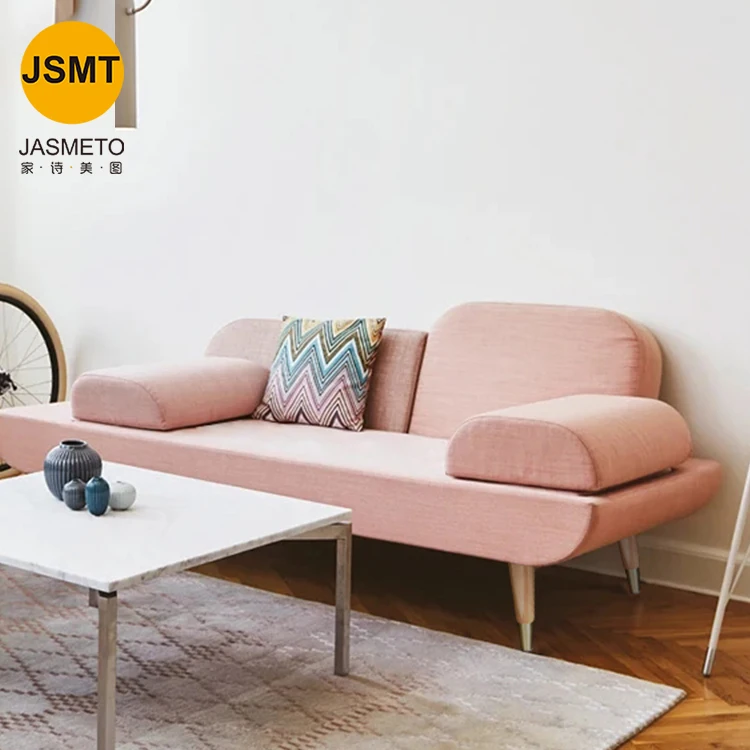 Foshan Furniture 2 Seat Pink Velvet Cover Wood Frame Living Room Sofa Fabric sofa small apartment sectional sofa