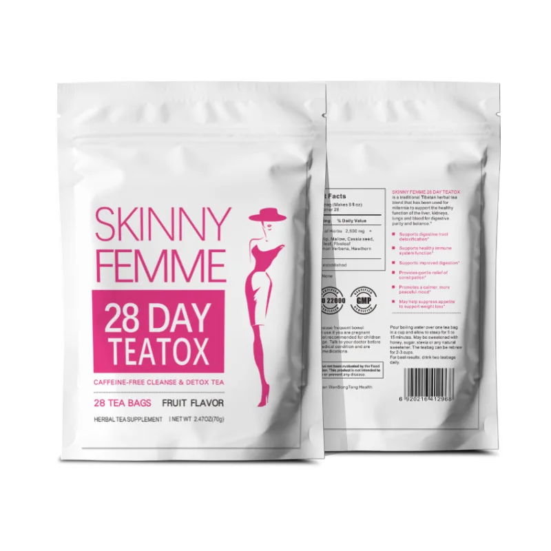 Factory Wholesales Health Drink Skinny Femme 28day Diet Herbal Tea for Colon Cleanse Teatox Cleanse Detox Tea