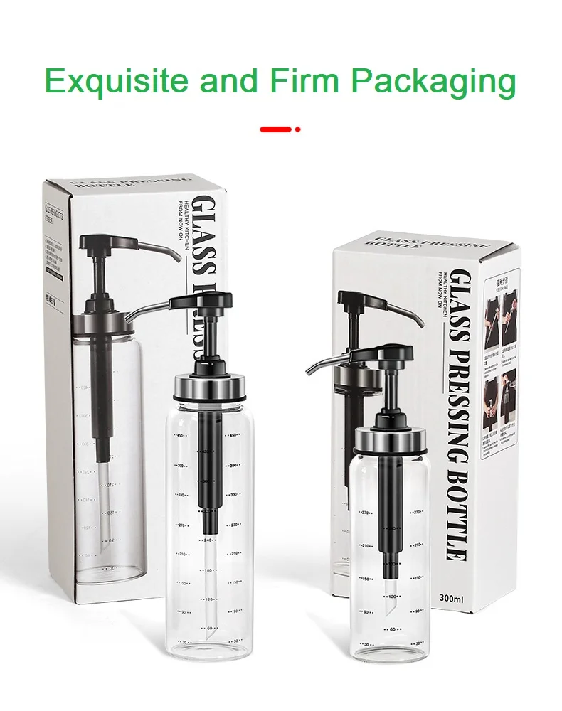 500ml 300ml glass jars and bottles  Honey Dispenser Glass Bottle - Maple Syrup Dispenser No Drip Glass - Beautiful Pump Bottle