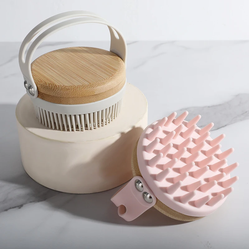 Wooden Natural Soft Dry Bamboo Shower Body Exfoliating Bath Brushes Silicone Bath brush