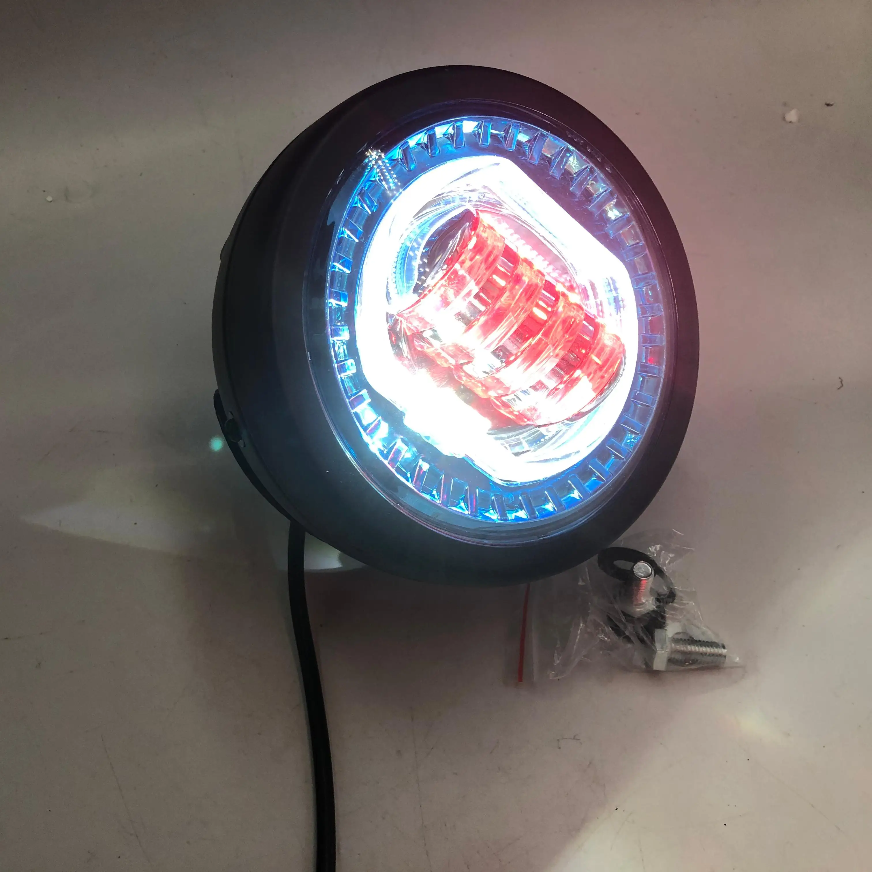 electric bike scooter tricycle frontlight ATV UTV LAMP 12-80V 5pin diameter 16.5cm with metal SHELL AND install mount