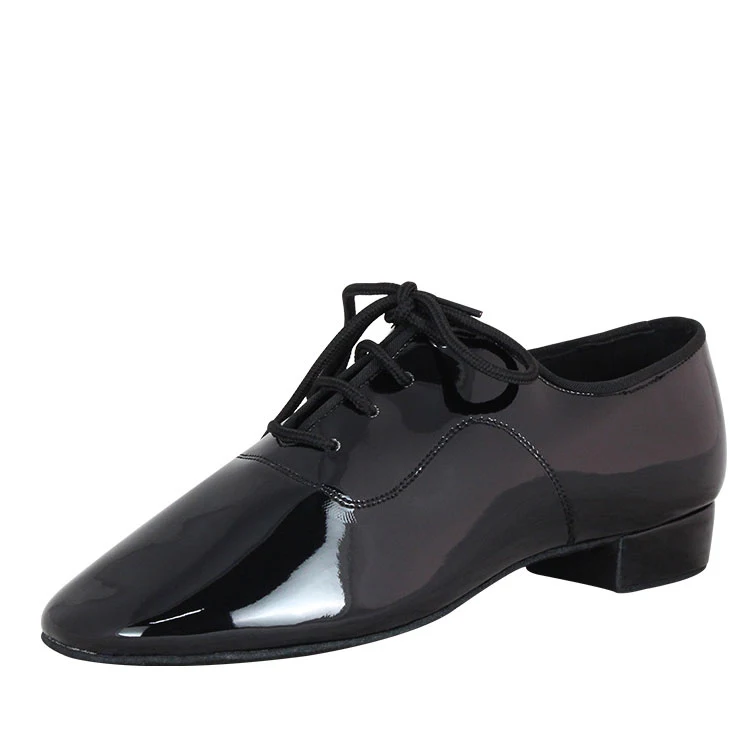 Men black shiny patent leather party latin tango dance shoes for world champion