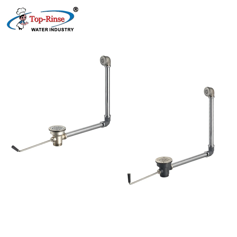 Brass and Plastic Twist Lever Waste Drain Unit Overflow Outlet Kitchen Sink Drain Valve For Kitchen Sinks Strainer