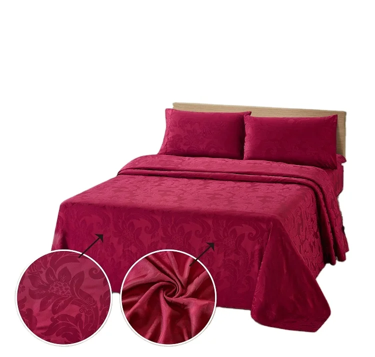 high quality red printed bridal wedding bed sheet beddings set