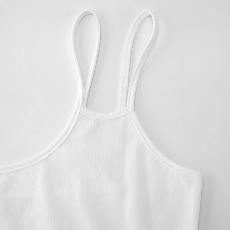 Hugepod NO MOQ Free Custom Logo DTG Printing Skinny Double Strap Cami Casual Midi Custom Dress For Women