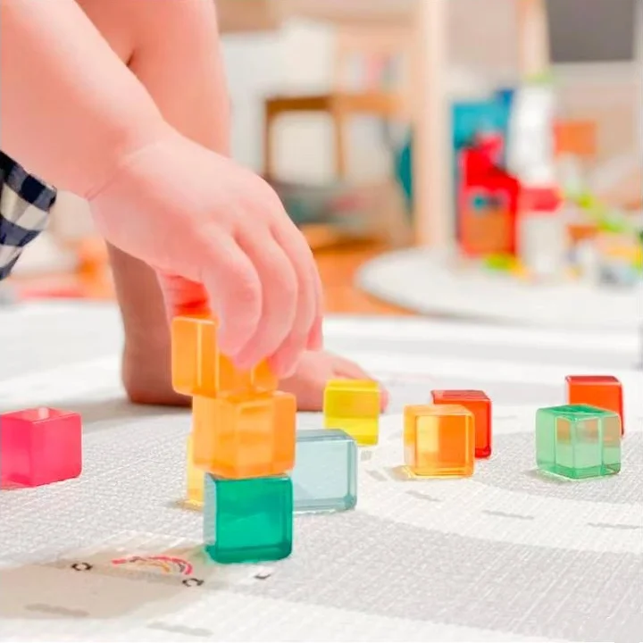 Индивидуальные акриловые прозрачные цветные строительные блоки, 100 шт., Обучающие строительные блоки для детей