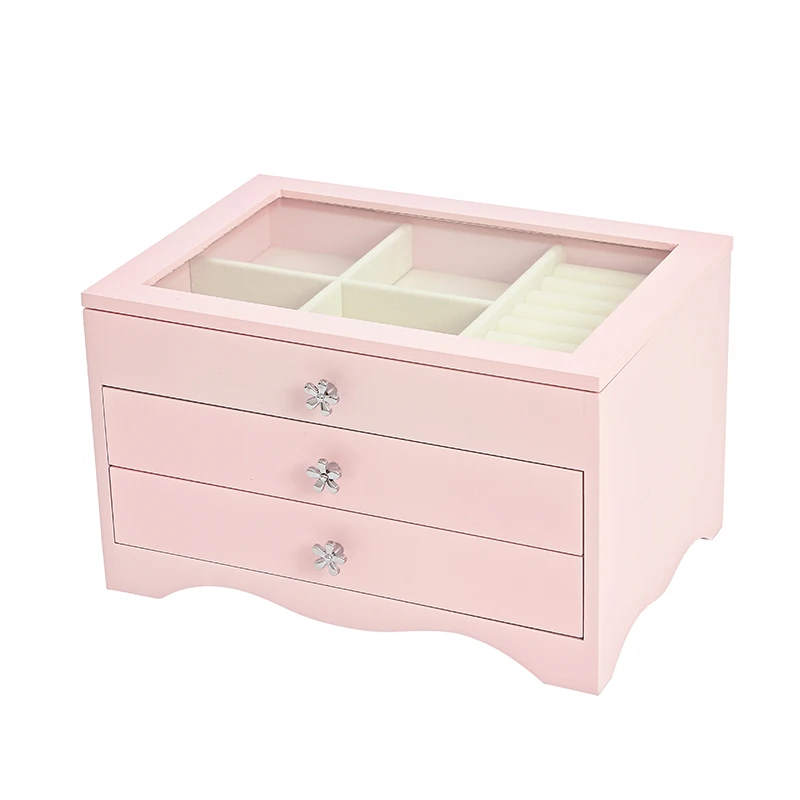 Fashionable beautiful wooden jewellery box for ladies gift jewelry packaging storage jewel cabinet case in stock