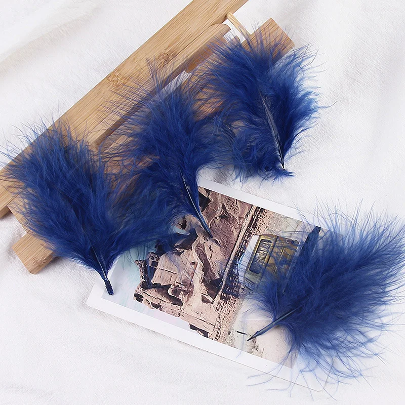 Wholesale raw white Dyed feathers real decorative Green 50pc ploybag loose Blood Marabou feather for DIY Craft flying material