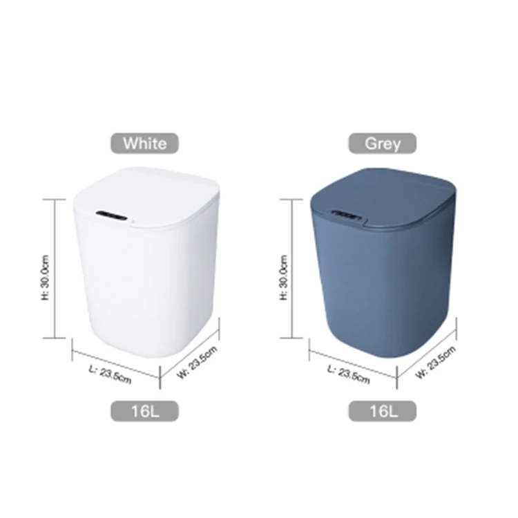New White Grey 16L Garbage Bin Trash Bin Toilet Bathroom Kitchen Smart Sensor Garbage Bin Automatic Trash Can Smart Trash Can
