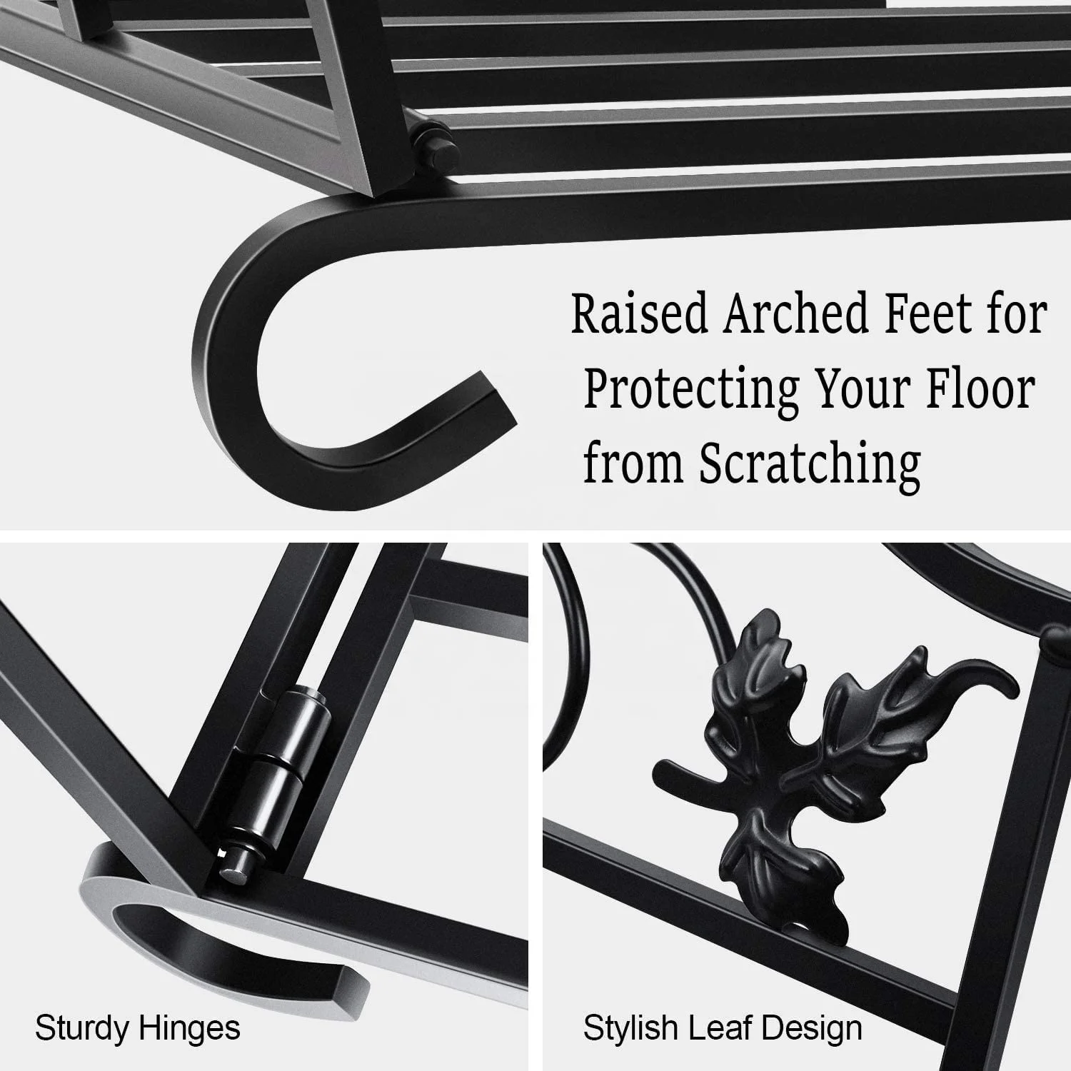 Firewood Rack Indoor Outdoor Heavy Duty Foldable Firewood Holder Wrought Iron Fireplace Log Holders Wood Rack for Firewood