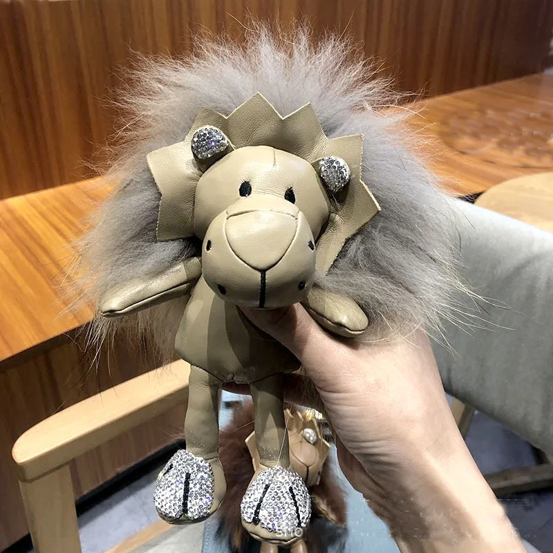 Lion Diamond Paw Doll Cartoon Cashmere Wool Bag Ornament Car Keychain
