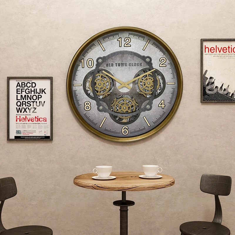 2025 New Round Wall Clock Luxury Style Retro Design Wall Decoration Gear Wall Clock Mechanical Watch