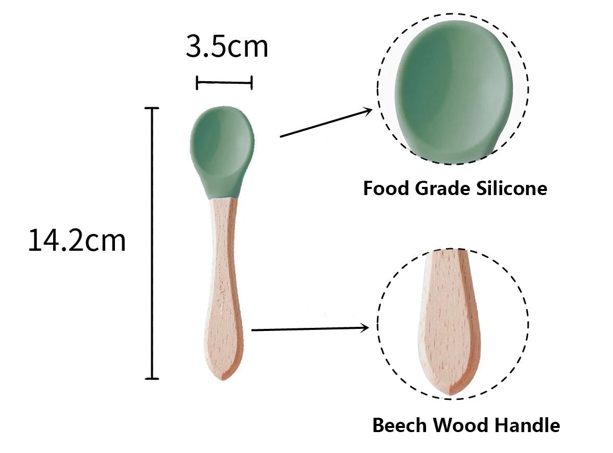 Custom High Quality Food Grade Suction cup design Silicone Baby Snail Bowl with wood handle spoon and fork