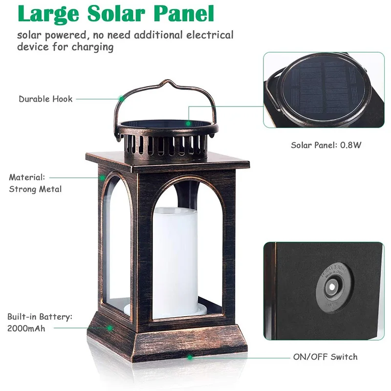 2021 Hot-selling Solar Lights High Quality Outdoor waterproof Solar Candle Lanterns Garden Landscape lamp