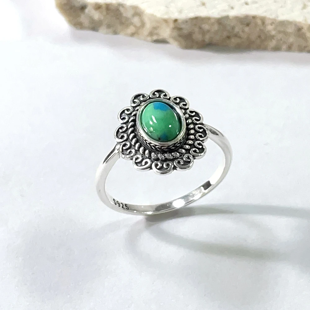 Wholesale Sterling Silver 925 with Turquoise Gemstone antique  Ring Coral Onyx available Jewelry for Women Men Customized