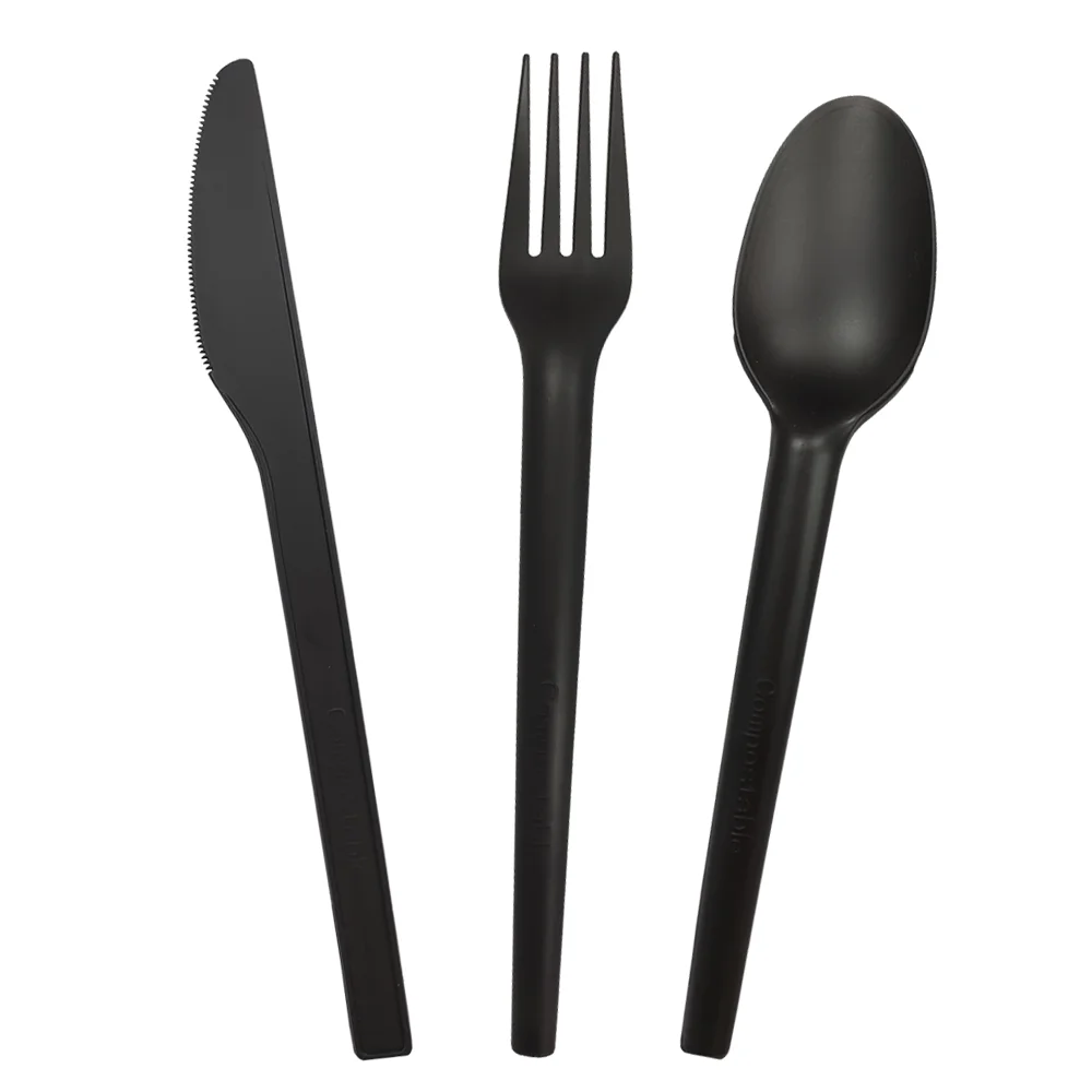Polystyrene black PS cutlery kits salt and pepper ,individually wrapped PS cutlery kits,black utensils with napkin