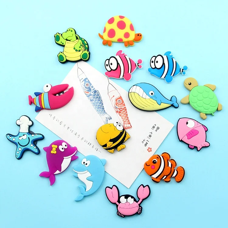 wholesale pvc fridge various fish magnets custom great quality 3d soft sea world pvc rubber magnets