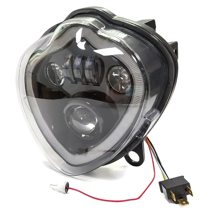 2015-2021 for Kawasaki Vulcan 650S EN650 LED Headlight W/ Hi/Lo Beam & DRL Angel Eyes Running Light Motorcycle Lights Assembly