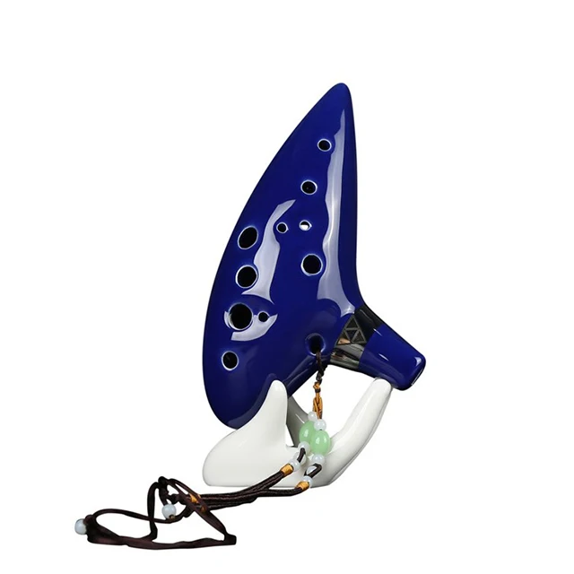 
New Arrival 12 Hole Ocarina Ceramic Alto C Legend of Zelda Ocarina Flute Blue Instrument decoration for zelda games with stand 