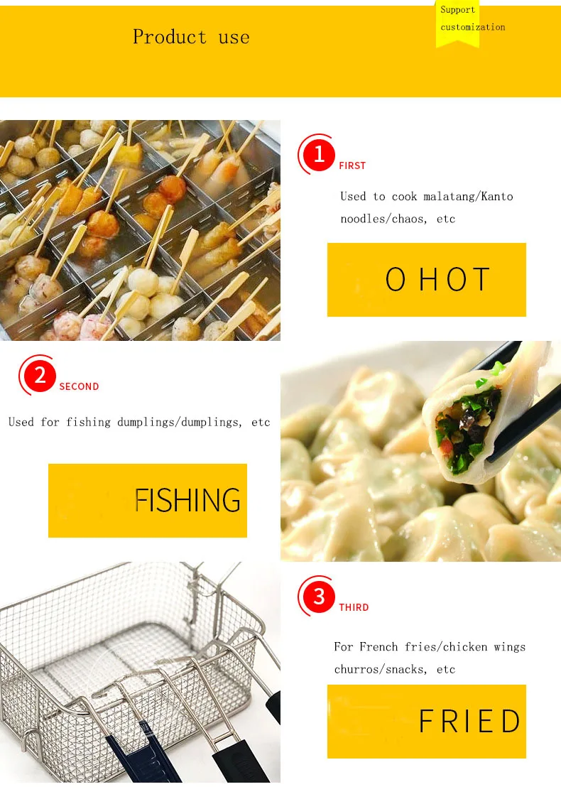 Factory direct fried chicken wing basket 304 stainless steel fried basket square colander filter fried blue