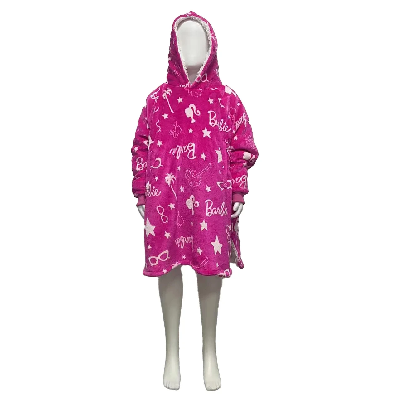 OEM Personalized Customized Oversized Wearable Hoodie Blanket  Thick Sweatshirt Flannel With Sherpa Fleece Inside For Kids