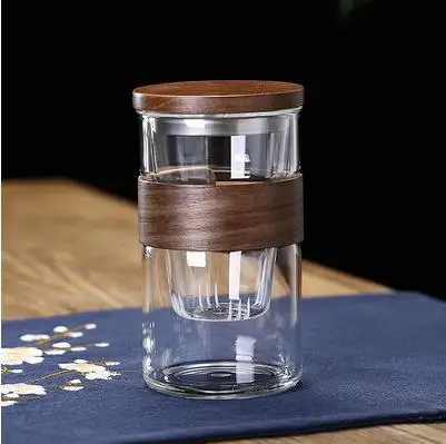 High borosilicate Pyrex tea separation tea cup Clear glass with filter tea set hammer pattern three piece cup