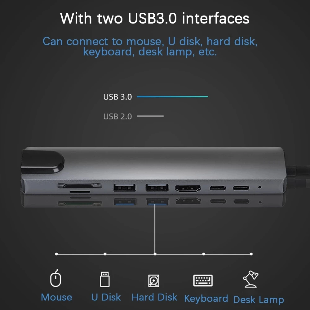 USB Type C Hub Dock for MacBook Adapter 4K Hub USB 3.0 Card Reader Laptop Docking Station computer docking station
