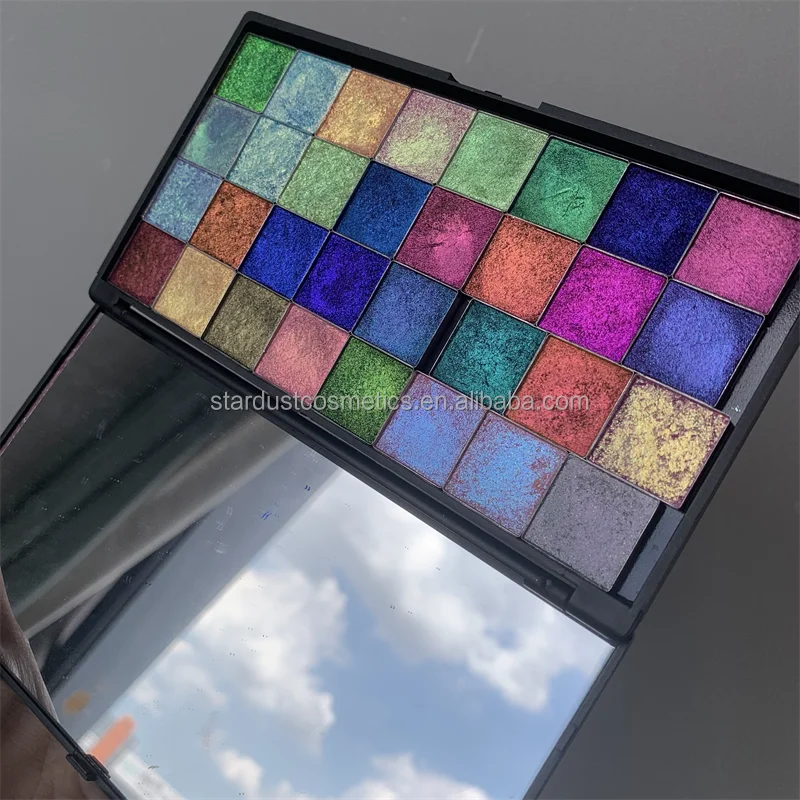 Makeup Wholesale Private Label Custom Eyeshadow Pigmented Palette shimmering metallic chameleon multichrome Eyeshadow Palette